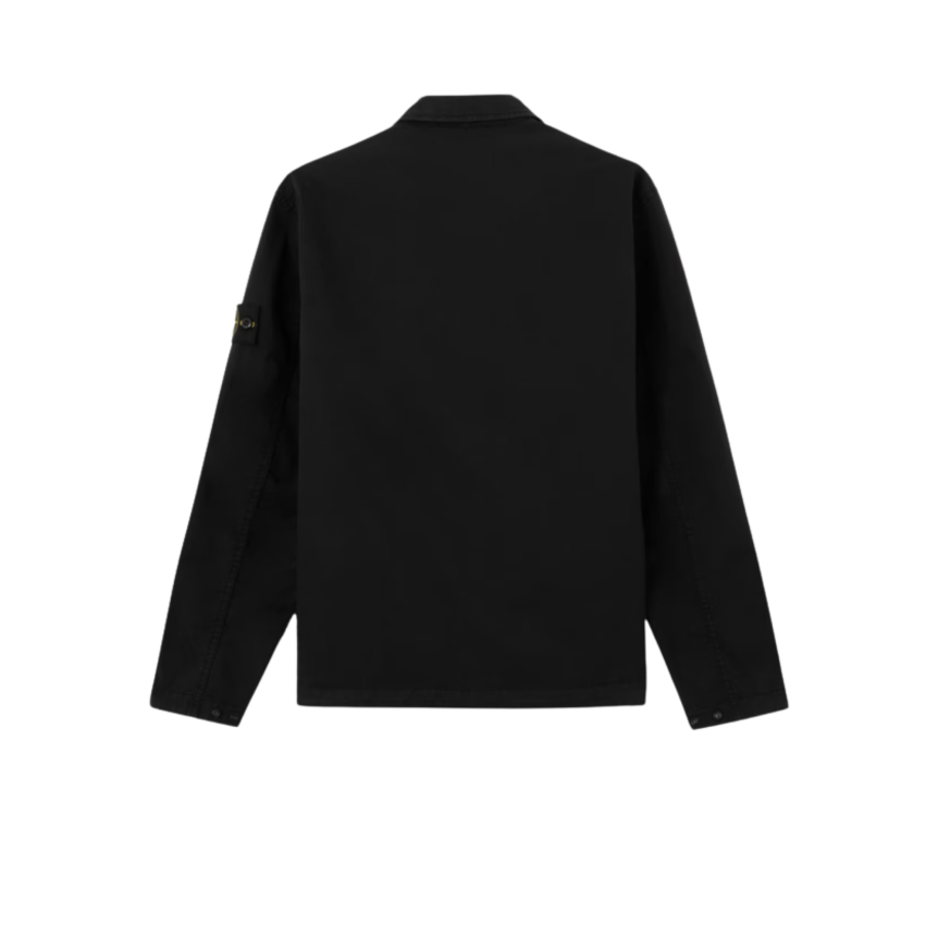 Surchemise STONE ISLAND en sergé de coton bio extensible noir