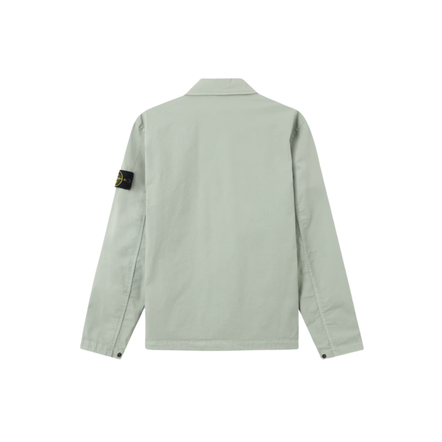 Surchemise STONE ISLAND en sergé de coton bio extensible vert sauge