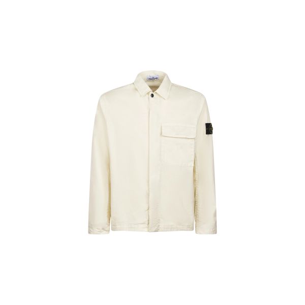 Surchemise STONE ISLAND en sergé de coton bio extensible écru