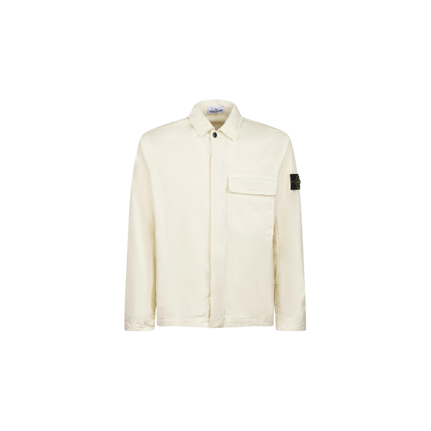 Surchemise STONE ISLAND en sergé de coton bio extensible écru
