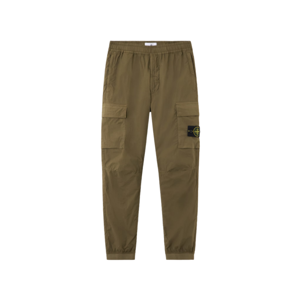 Pantalon cargo STONE ISLAND coton kaki cheville taille élastique