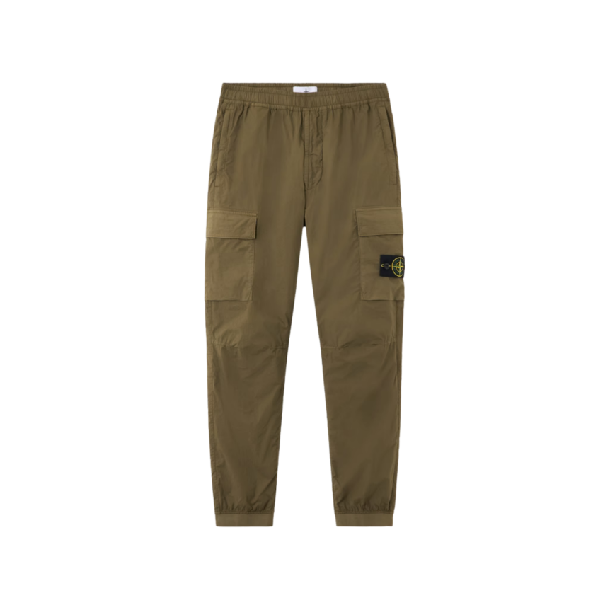 Pantalon cargo STONE ISLAND coton kaki cheville taille élastique