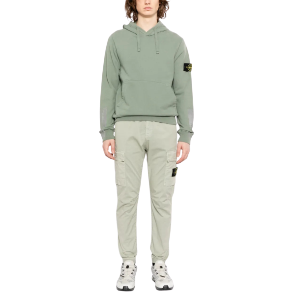 Pantalon cargo STONE ISLAND coton vert sauge cheville taille élastique