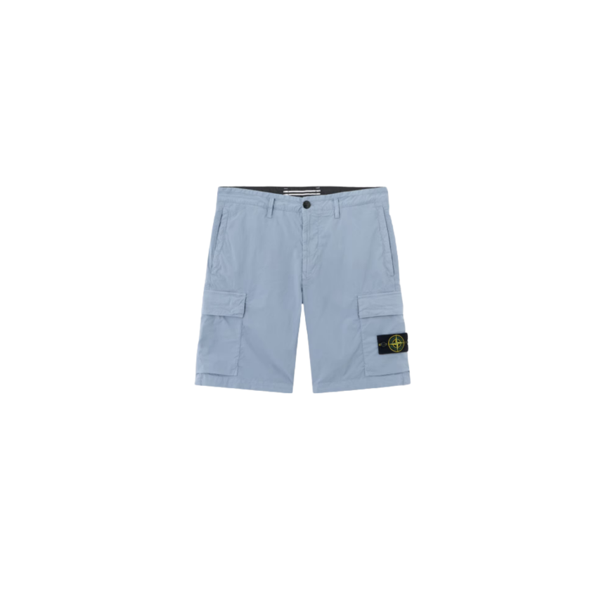 Bermuda cargo STONE ISLAND coupe regular à poches zippées coton bleu gris