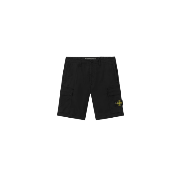 Bermuda cargo STONE ISLAND coupe regular à poches zippées coton noir