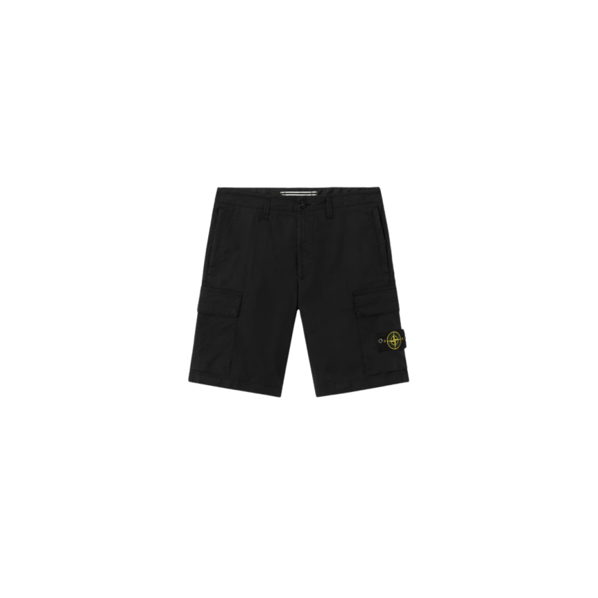 Bermuda cargo STONE ISLAND coupe regular à poches zippées coton noir