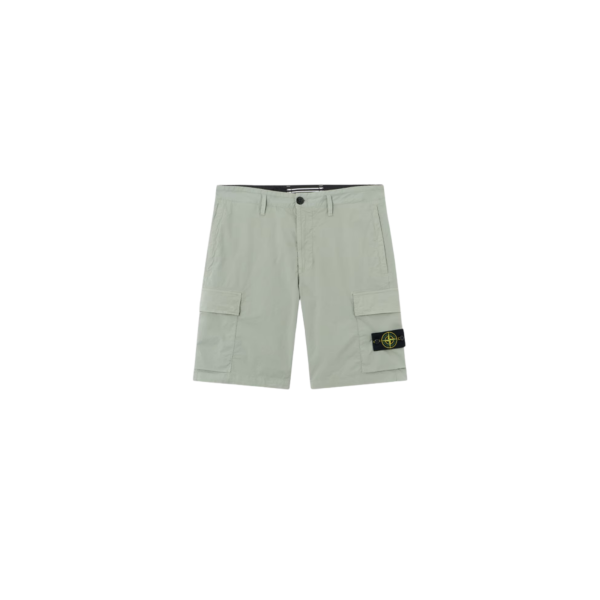 Bermuda cargo STONE ISLAND coupe regular à poches zippées coton vert sauge
