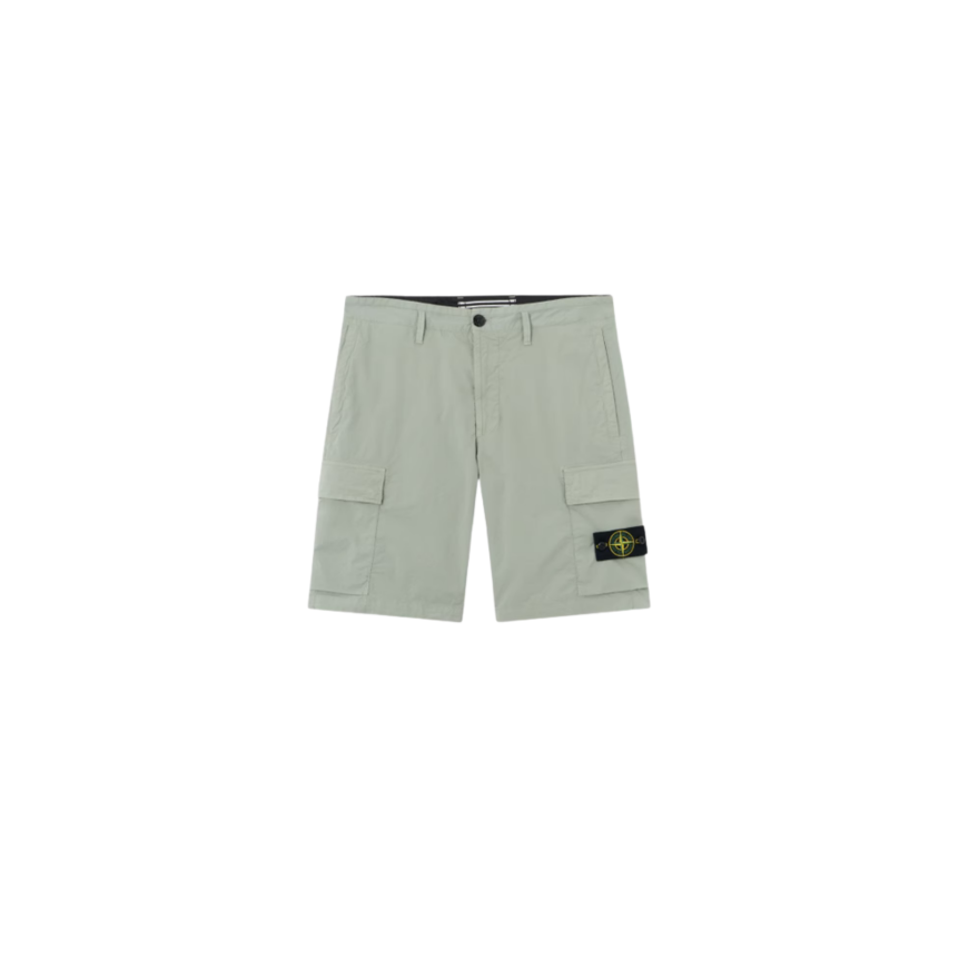 Bermuda cargo STONE ISLAND coupe regular à poches zippées coton vert sauge