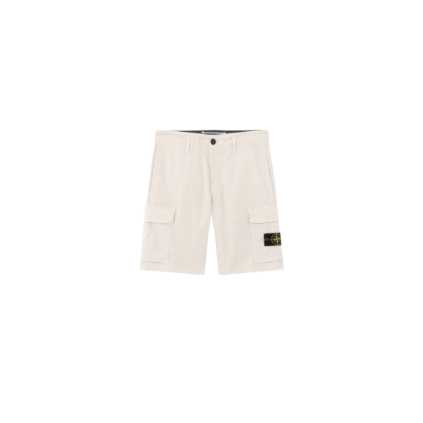 Bermuda cargo STO?NE ISLAND coupe regular à poches zippées coton  gris perle
