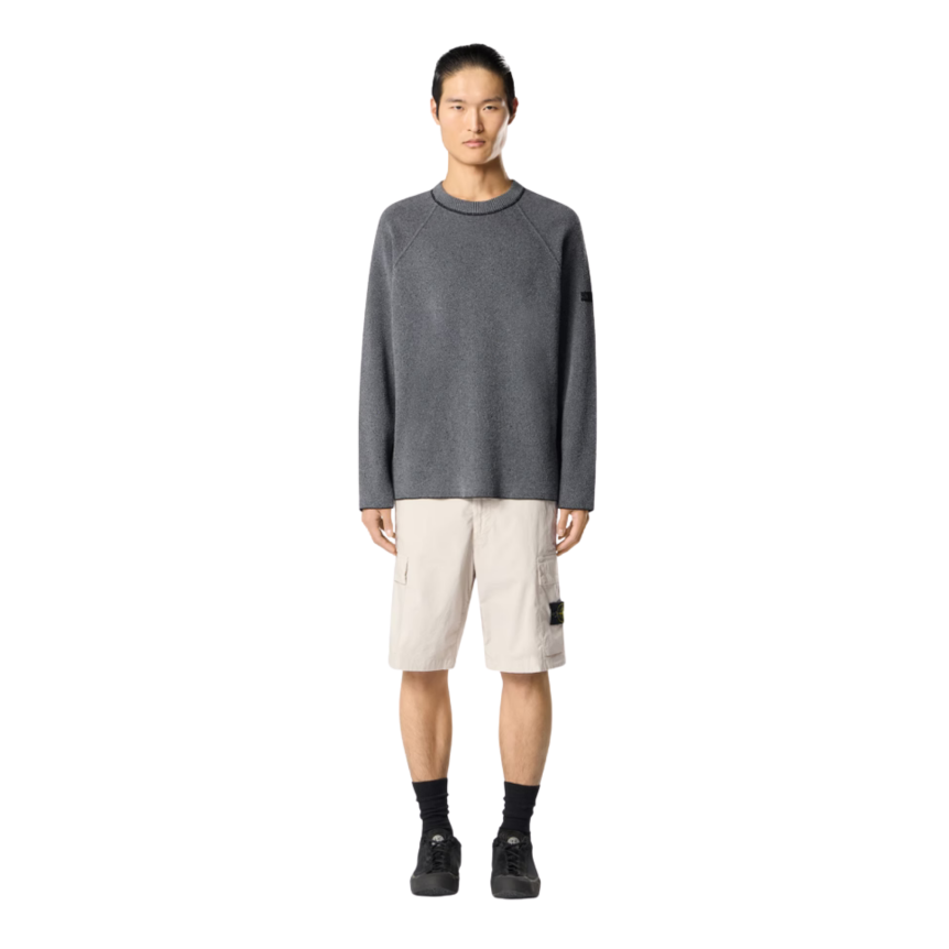 Bermuda cargo STO?NE ISLAND coupe regular à poches zippées coton  gris perle
