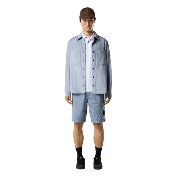 Bermuda cargo STONE ISLAND coupe regular à poches zippées coton bleu gris
