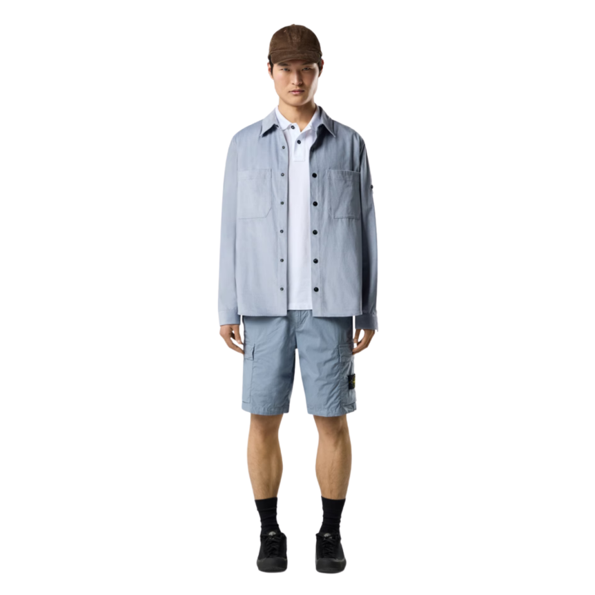Bermuda cargo STONE ISLAND coupe regular à poches zippées coton bleu gris