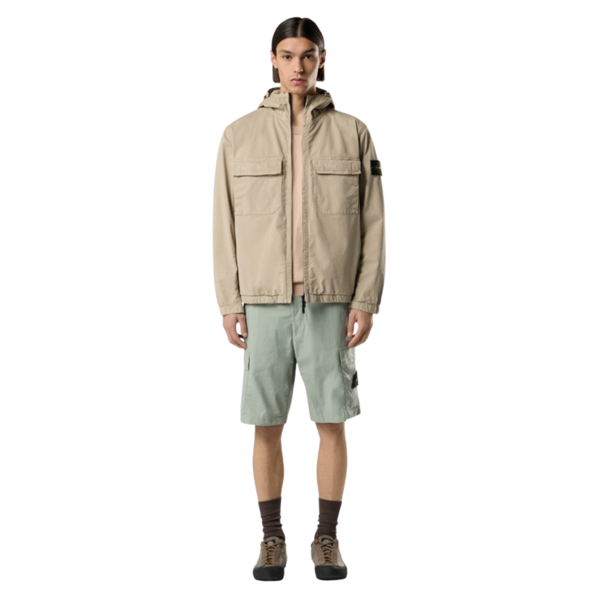 Bermuda cargo STONE ISLAND coupe regular à poches zippées coton vert sauge