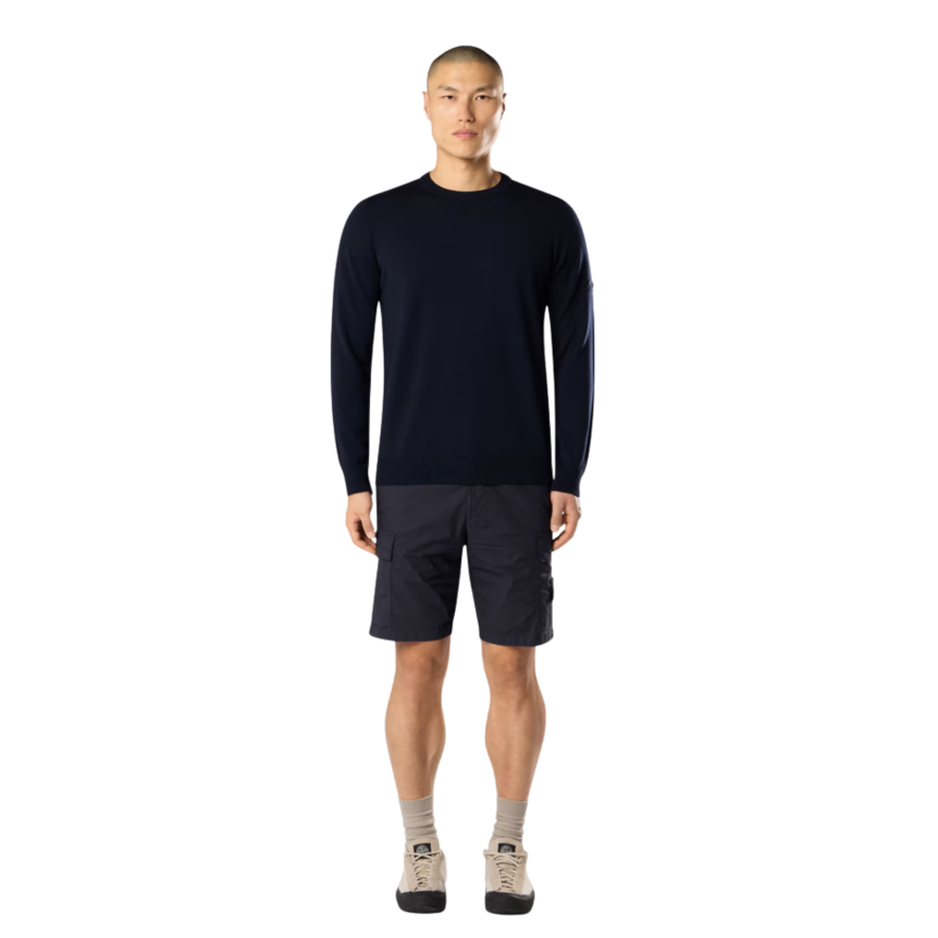 Bermuda cargo STONE ISLAND coupe regular à poches zippées coton bleu marine