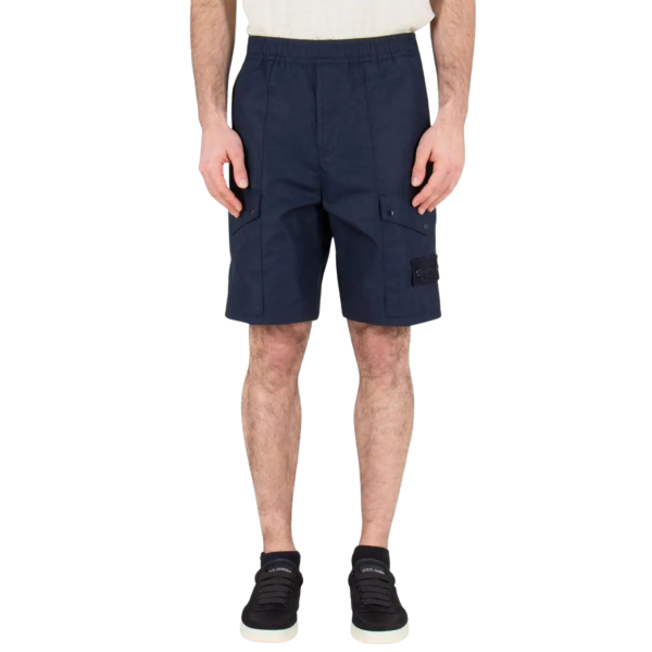 Short cargo STONE ISLAND coton lin bleu marine Collection Ghost