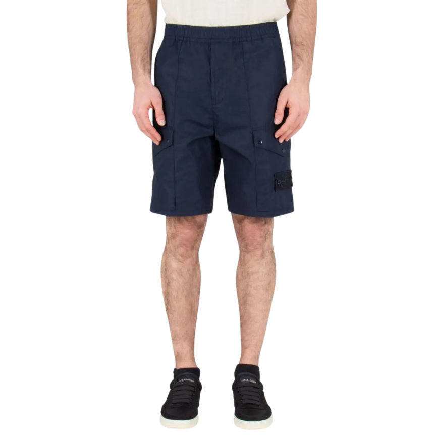 Short cargo STONE ISLAND coton lin bleu marine Collection Ghost