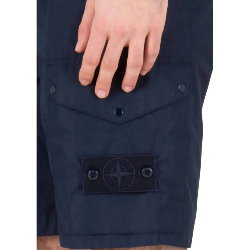Short cargo STONE ISLAND coton lin bleu marine Collection Ghost