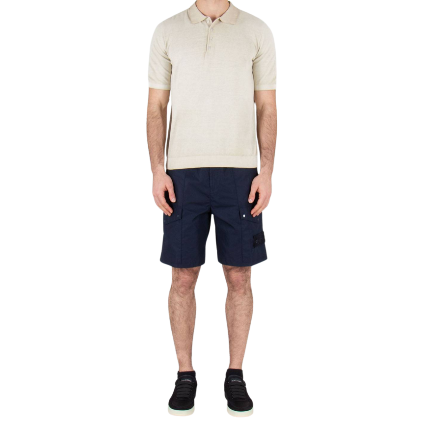 Short cargo STONE ISLAND coton lin bleu marine Collection Ghost