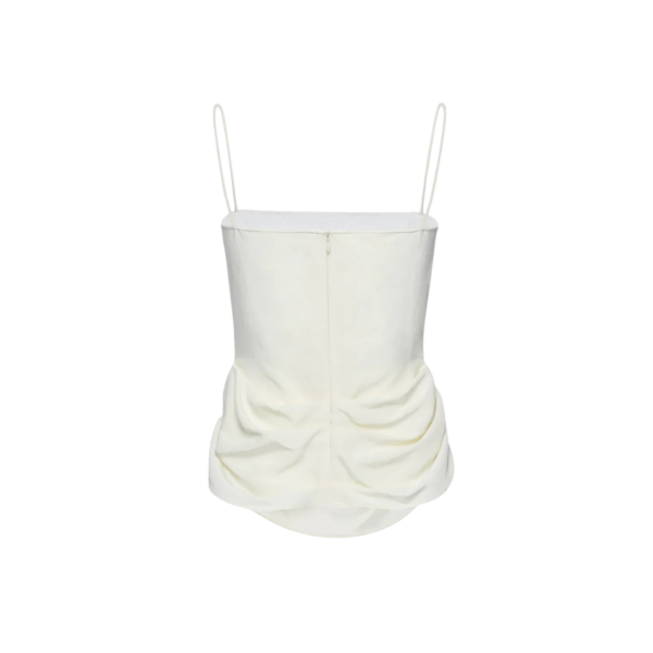 Top drapé MAGDA BUTRYM fine bretelle en soie écrue dentelle