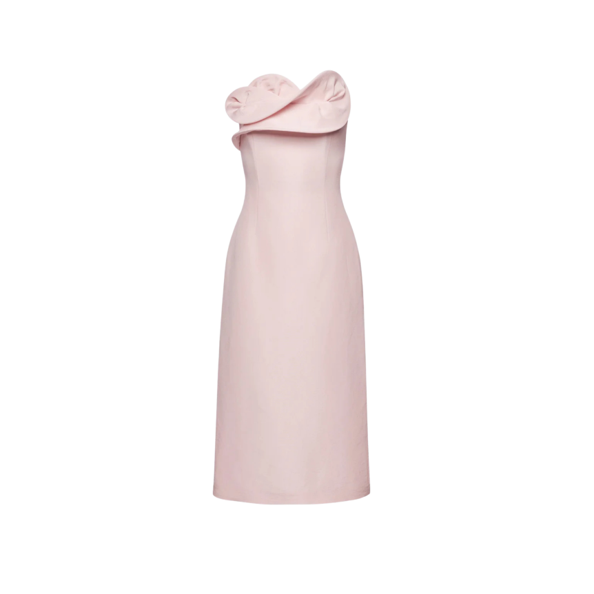 Robe corset MAGDA BUTRYM en soie rose poudré décolleté sculptural