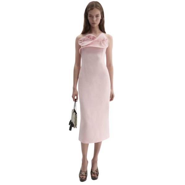 Robe corset MAGDA BUTRYM en soie rose poudré décolleté sculptural
