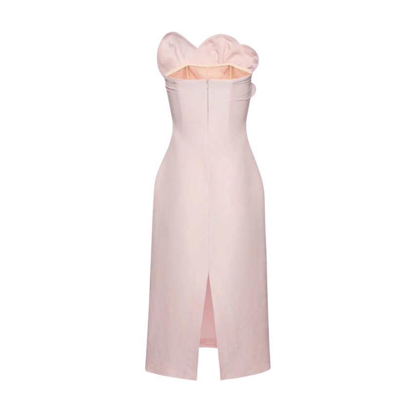 Robe corset MAGDA BUTRYM en soie rose poudré décolleté sculptural
