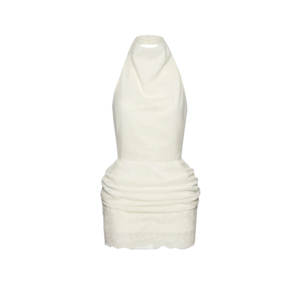 Mini Robe dos nu MAGDA BUTRYM jupe drapée broderie écrue
