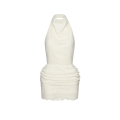 Mini Robe dos nu jupe drapée broderie écrue
