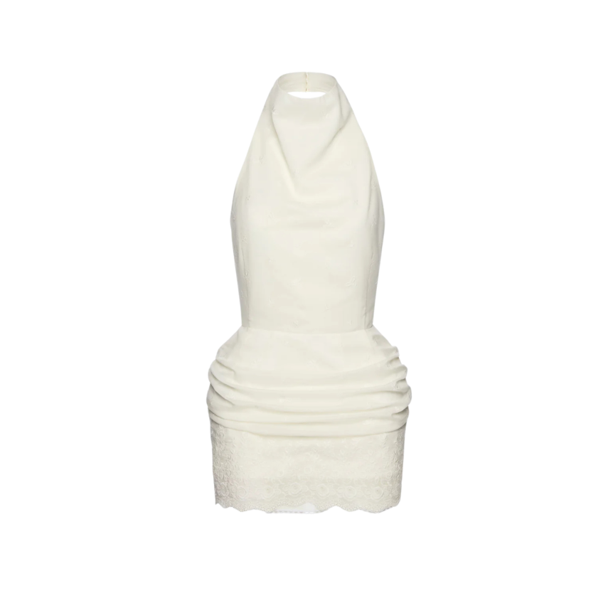 Mini Robe dos nu MAGDA BUTRYM jupe drapée broderie écrue