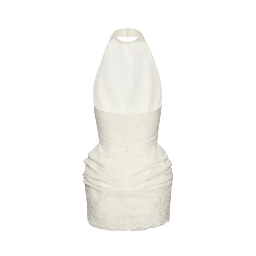 Mini Robe dos nu MAGDA BUTRYM jupe drapée broderie écrue