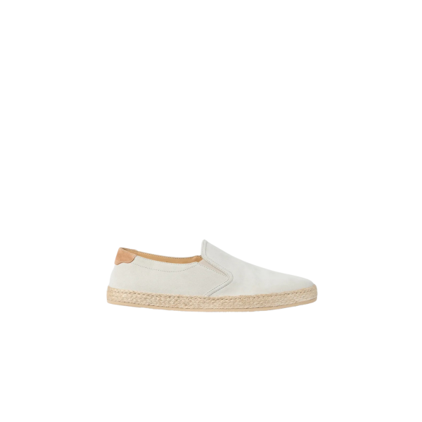 Slip on BRUNELLO CUCINELLI Espadrille cuir suédé écru semelle corde