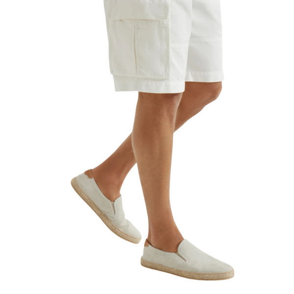Slip on BRUNELLO CUCINELLI Espadrille cuir suédé écru semelle corde