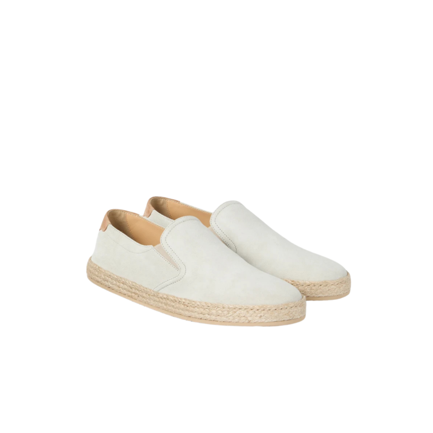 Slip on BRUNELLO CUCINELLI Espadrille cuir suédé écru semelle corde