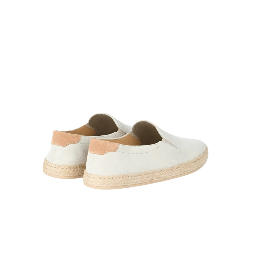 Slip on BRUNELLO CUCINELLI Espadrille cuir suédé écru semelle corde