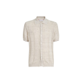 Chemise pull boutonné manche courte maille lin coton côtelé beige