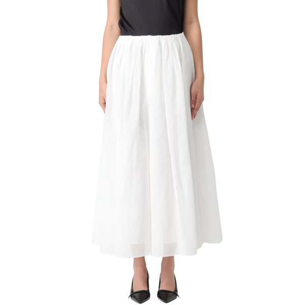 Jupe longue évasée BRUNELLO CUCINELLI organza coton blanc
