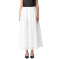Jupe longue évasée organza coton blanc