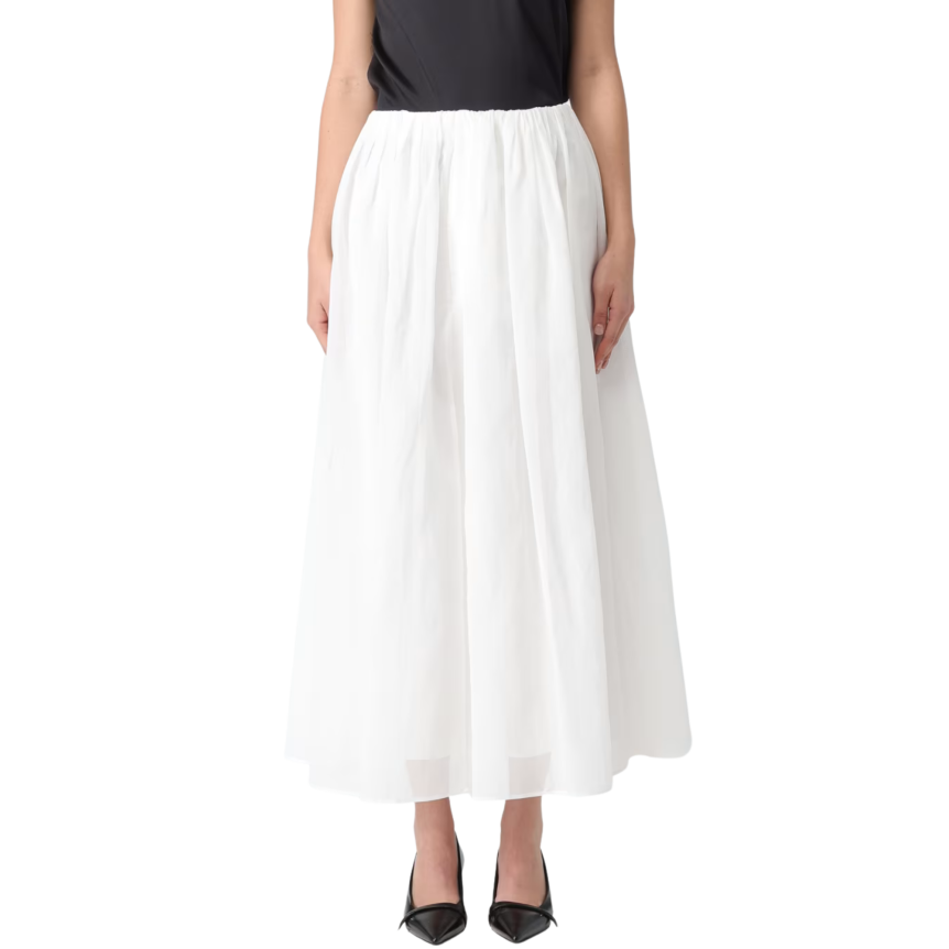 Jupe longue évasée BRUNELLO CUCINELLI organza coton blanc
