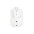 Veste à bouton saharienne viscose lin blanc ceinture