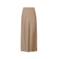 Jupe longue fendue acétate soie beige noisette