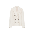 Veste croisée lin coton beige chevrons