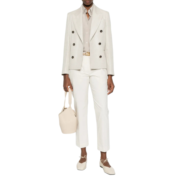 Veste croisée BRUNELLO CUCINELLI lin coton beige chevrons