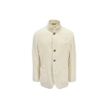 Veste officier cachemire velours crème poches plaquées