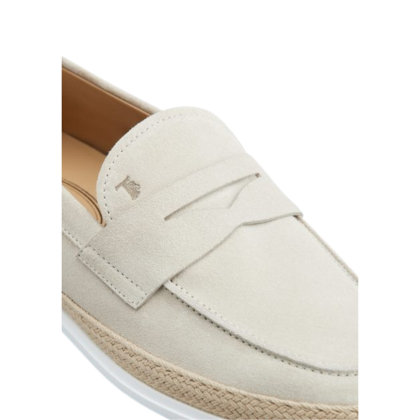 TOD'S Mocassins slip on cuir velours beige semelle corde