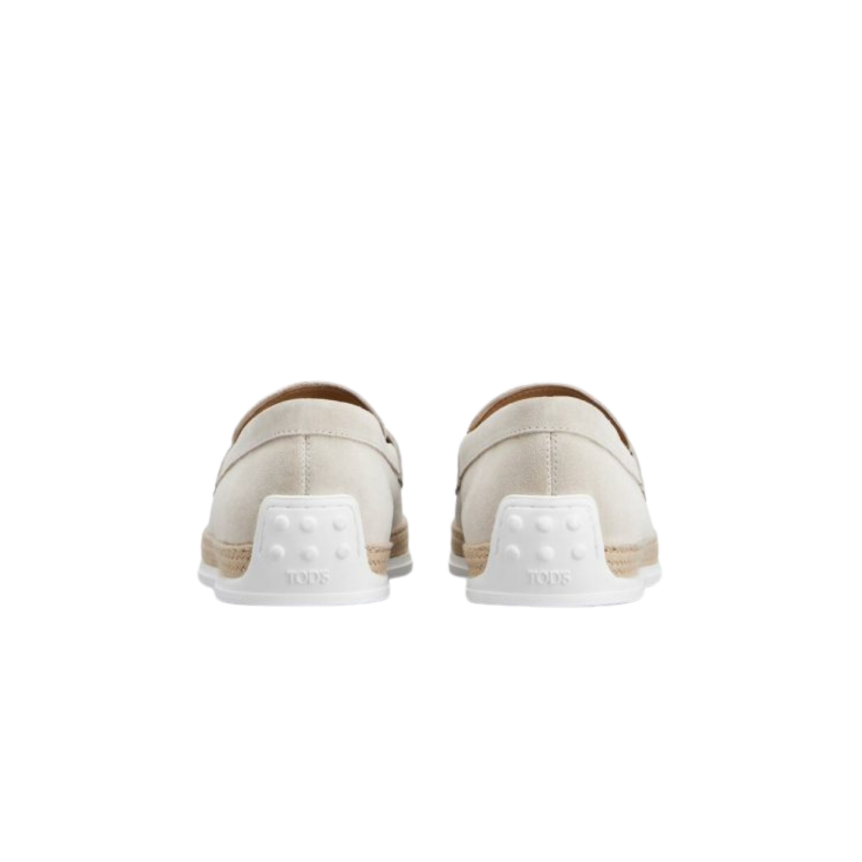 TOD'S Mocassins slip on cuir velours beige semelle corde