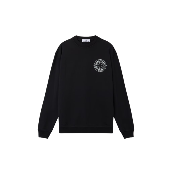 Sweat-shirt STONE ISLAND col rond coton noir  imprimé « Outline Compass » boussole dos blanc