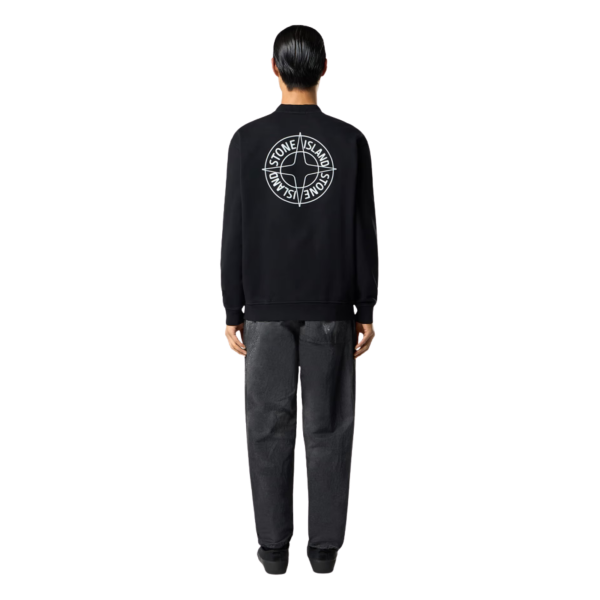 Sweat-shirt STONE ISLAND col rond coton noir  imprimé « Outline Compass » boussole dos blanc