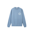 Sweat-shirt col rond coton bleu jeans imprimé « Outline Compass » boussole dos blanc
