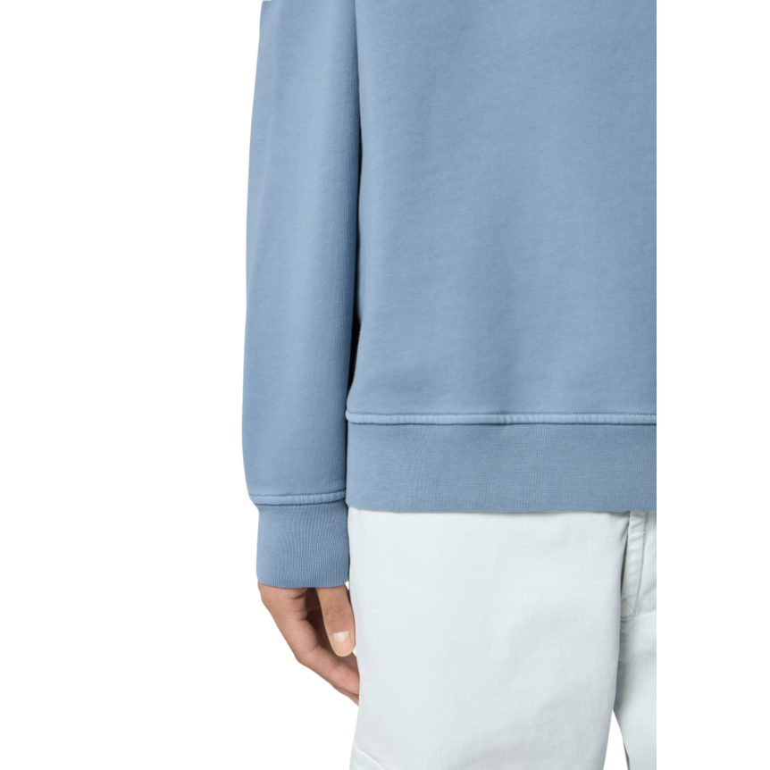 Sweat-shirt col rond coton bleu jeans imprimé « Outline Compass » boussole dos blanc