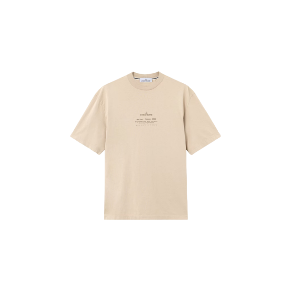 T-shirt STONE ISLAND col rond regular coton beige imprimé « Stone » boussole marron